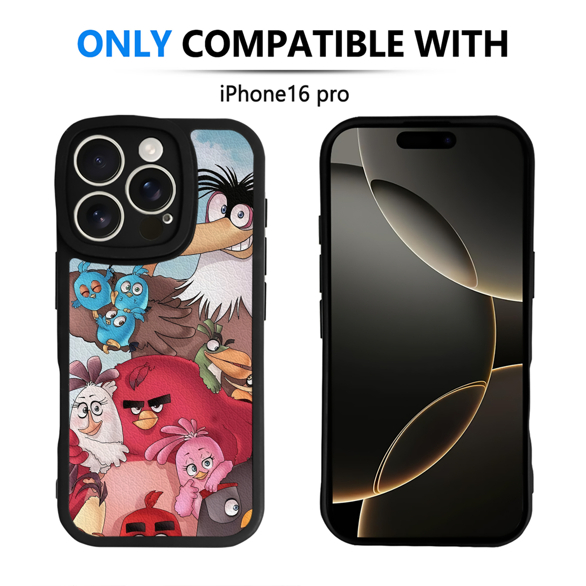 （画像用） Angry Birds アングリーバード 【iPhone 16シリーズ対応】シリコンスマホケース（レザー調） 材質：シリコン